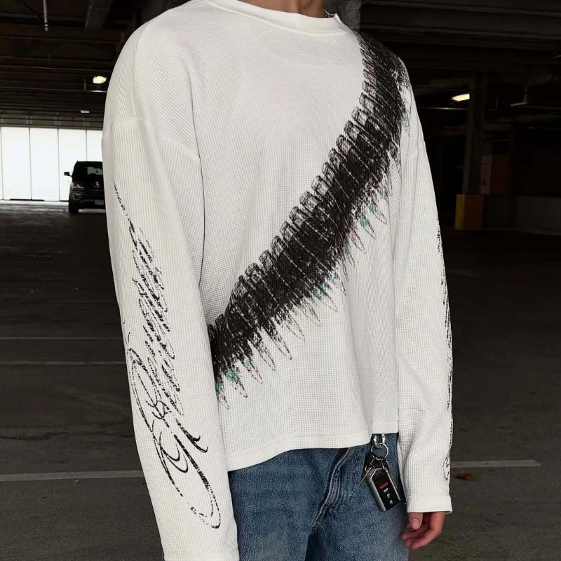 Y2K Bullet Letter Graphic Long Sleeve T-Shirt - Retro Streetwear Loose Unisex Casual Top
