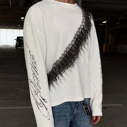 Y2K Bullet Letter Graphic Long Sleeve T-Shirt - Retro Streetwear Loose Unisex Casual Top