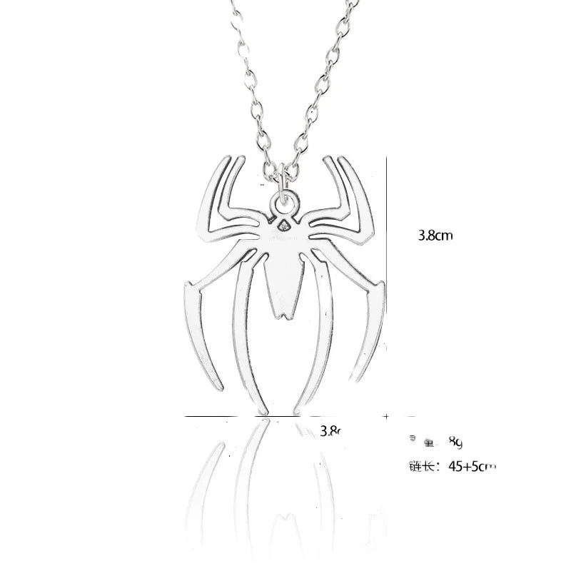 Kpop Fashion Spider Pendant Necklace – Silver Cross Chain for Men, Gothic Streetwear Couple Gift