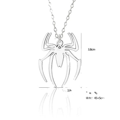 Kpop Fashion Spider Pendant Necklace – Silver Cross Chain for Men, Gothic Streetwear Couple Gift