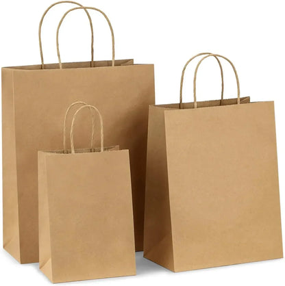 10/20pcs Brown Kraft Paper Bags with Handles – Small Gift Bags for Business, Shopping, Christmas & Party Favors
