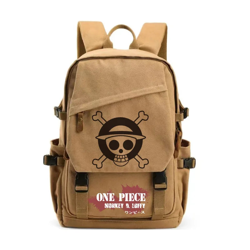 One Piece & Naruto Anime Canvas Backpack — School Shoulder Bag for Primary & Secondary Students, Gift Idea