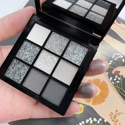 9-Grid Red Eyeshadow Palette – Purple Glitter, Pearlescent Matte & Shimmer Long-Lasting Eye Makeup for Women