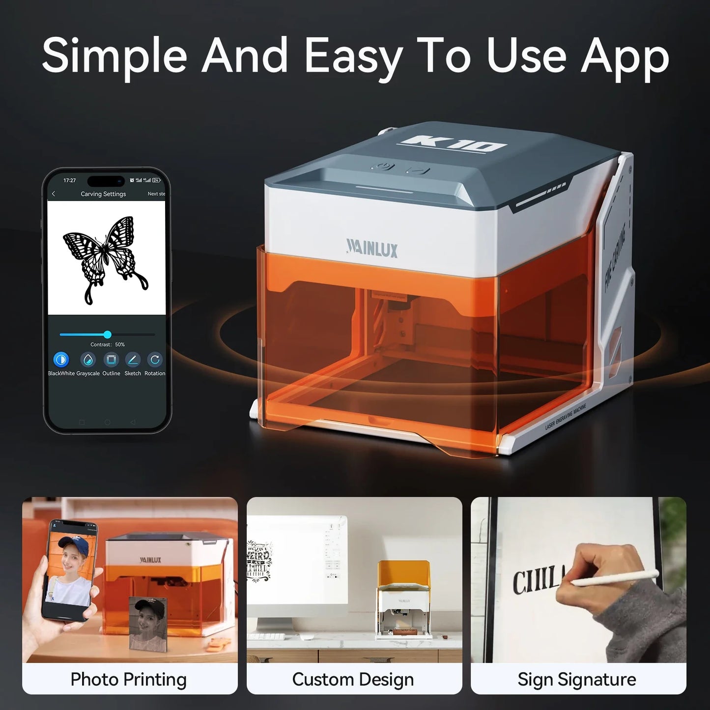 Wainlux K10 Mini Laser Engraver – 3000mW Bluetooth Upgrade for Woodworking, Engraving & Marking Machine