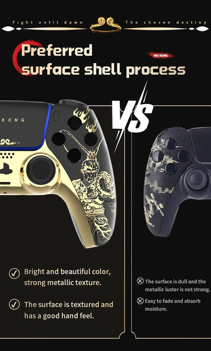 PS5 Controller Case — Limited Edition Gold Wukong Touchpad Front & Backplate Replacement Cover for BDM-010 Gamepad