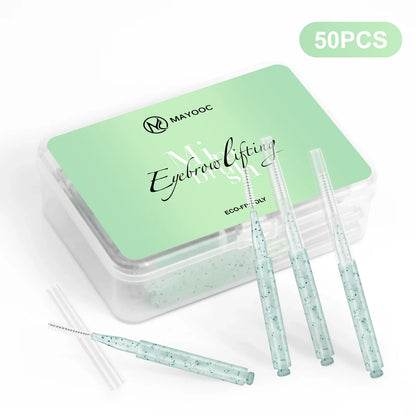 MAYOOC Mini Eyebrow Brush – Disposable Brow Lifting & Perm Brushes, Bendable Micro Eyelash Applicators Tools