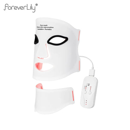 Silicone LED Mask with Neck – 7-Color Photon Red Light & Infrared Therapy, Flexible Wireless Facial Skin Repair Mask