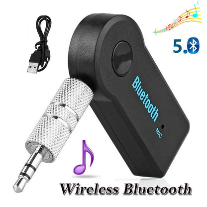 2-in-1 Wireless Bluetooth 5.0 Receiver Adapter – 3.5mm AUX Car & Headphone Audio Receiver with A2DP Hands-Free Music Streaming