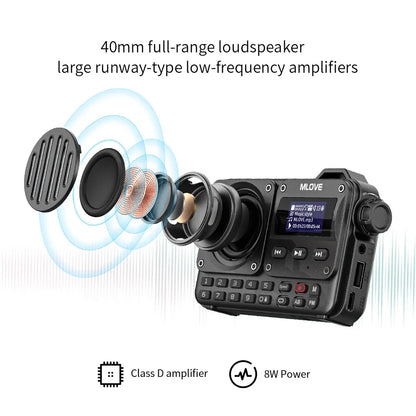 MLOVE BV800 Super-Portable Bluetooth Speaker - FM Radio, LCD Screen, Antenna, AUX Input, USB Disk, TF Card, MP3 Player