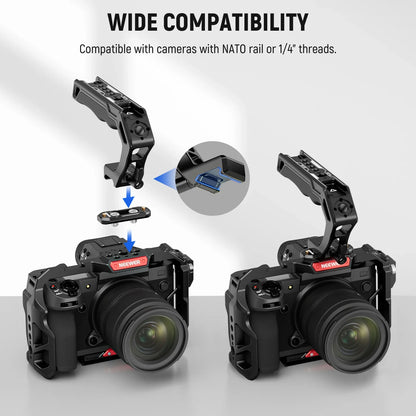 NEEWER Top Handle and NATO Rail Kit – Comfort Silicone Grip with Quick Release NATO Clamp for DSLR Camera Cage and Video Rig