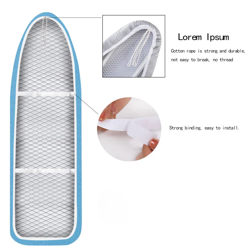 140x50cm Heavy Duty Ironing Board Cover | Heat Reflective Elastic Edge Iron Cover for Home
