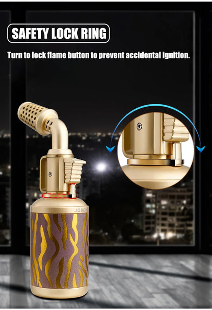 JOBON Creative Cigar Lighter | Windproof Blue Flame with Locking Rotor & UV Transfer Print, Unique Gift Craft