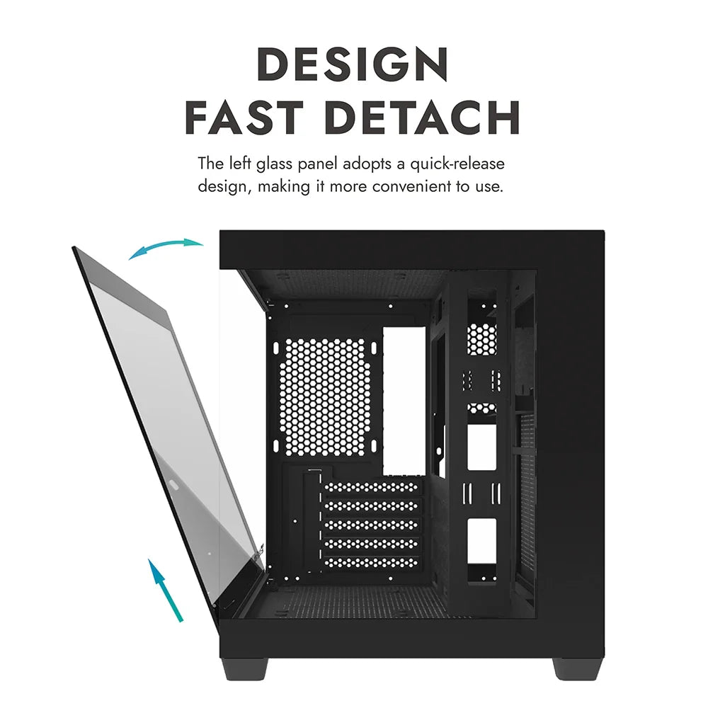 Aigo 275P Gaming PC Case — Sea View M-ATX/ITX Desktop with Double-Sided Tempered Glass