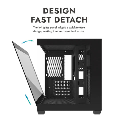 Aigo 275P Gaming PC Case — Sea View M-ATX/ITX Desktop with Double-Sided Tempered Glass