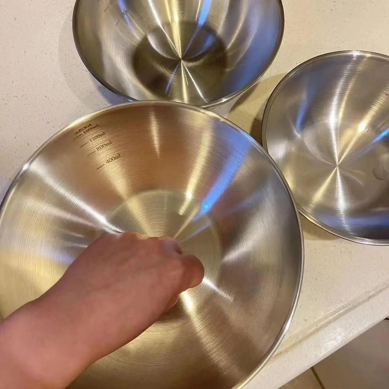 Stainless Steel Mixing Bowl Set (1–3 pcs) with Measurement Scale – Large Capacity Cooking, Baking & Food Storage Bowls for Kitchen Essentials