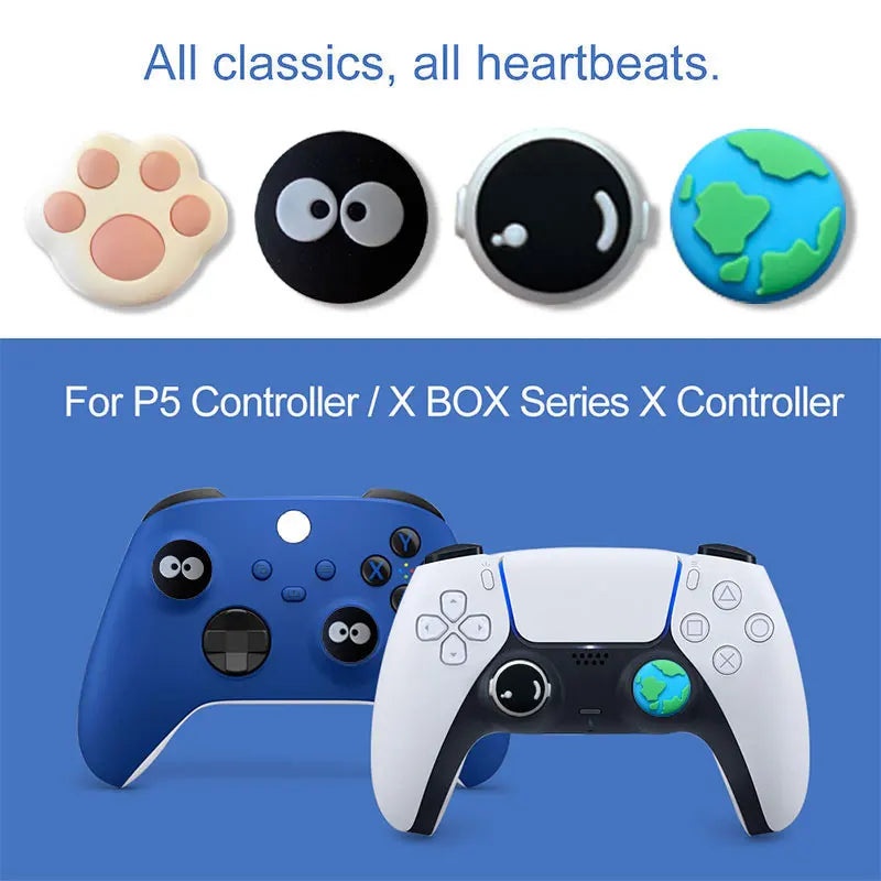 Thumb Stick Grip Caps for PS5, PS4, PS3, Xbox & Switch Pro Controllers – Soft Silicone Joystick Protector Covers