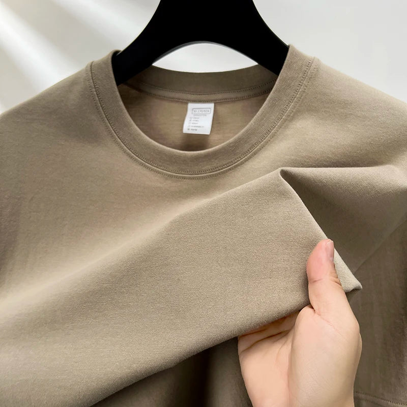 100% Pure Cotton Men’s Summer T-Shirt – High-End Short Sleeve Round Neck Breathable Fashion Top