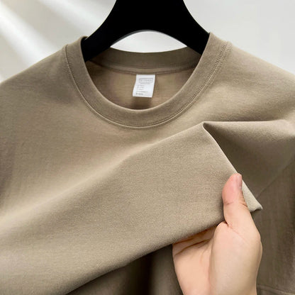 100% Pure Cotton Men’s Summer T-Shirt – High-End Short Sleeve Round Neck Breathable Fashion Top