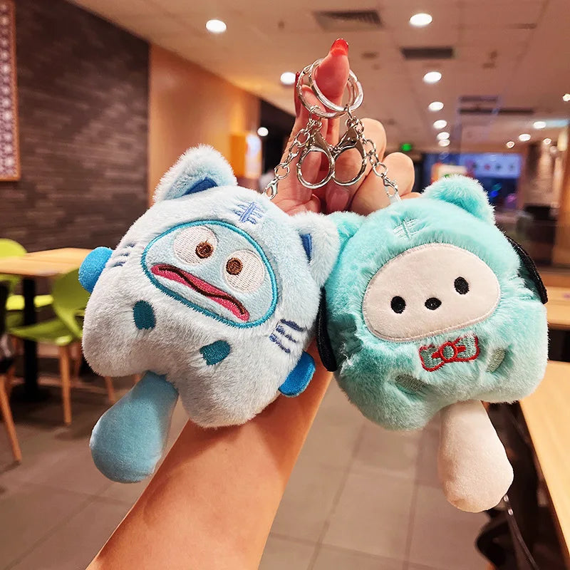 Sanrio Plush Doll Keychain Set – Melody, Cinnamoroll & Pochacco Cute Bag Pendant Gifts for Kids