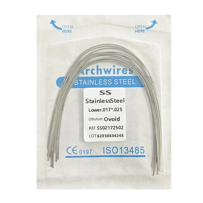 10PCS Dental Orthodontic Arch Wire Set - Stainless Steel Round & Rectangular Dentist Ovoid Form Material
