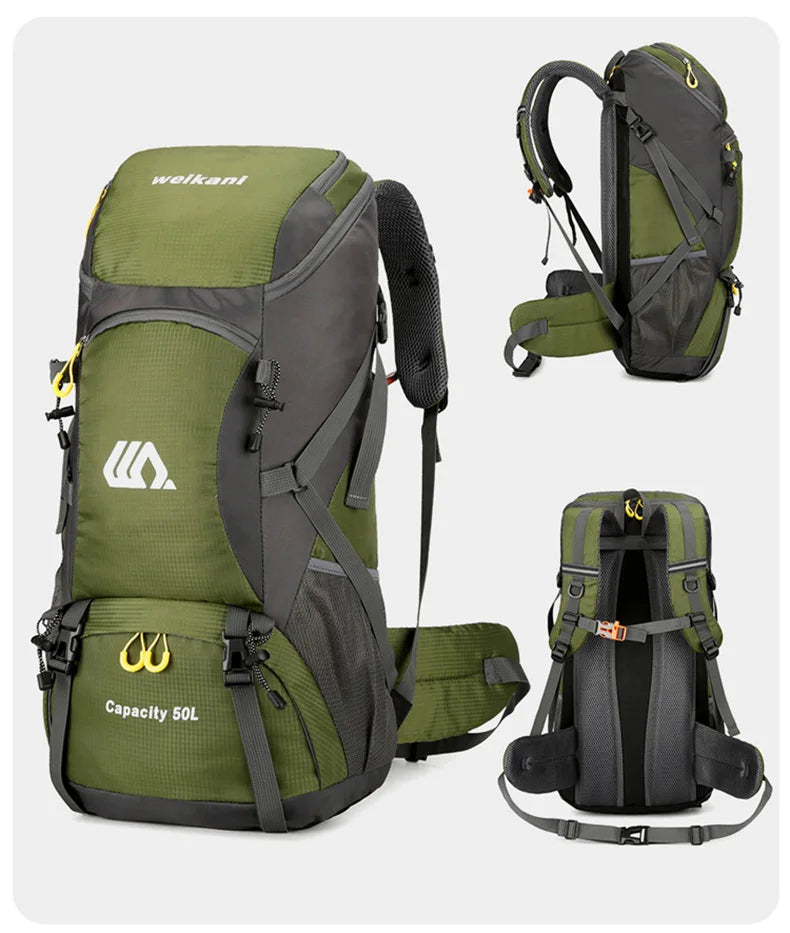50L Travel Backpack for Men — Large Waterproof Hiking, Camping & Mountaineering Rucksack, Outdoor Sports Luggage Bag