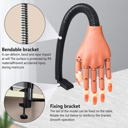 Realistic Nail Practice Finger Joint - Bendable Artificial Hand Model, Simulates Human Hand Structure