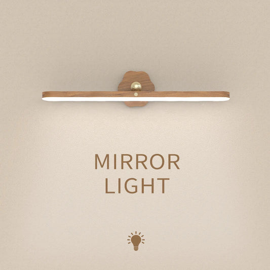Wooden LED Night Light Mirror Front Fill Light: Portable Rechargeable Magnetic Wall Lamp for Bedroom - Bedside Lamp with Touch Switch