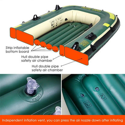2/3 Person Heavy-Duty Inflatable Boat – Fishing Air Kayak Canoe for Drifting & Rafting (No Oars & Foot Pump)