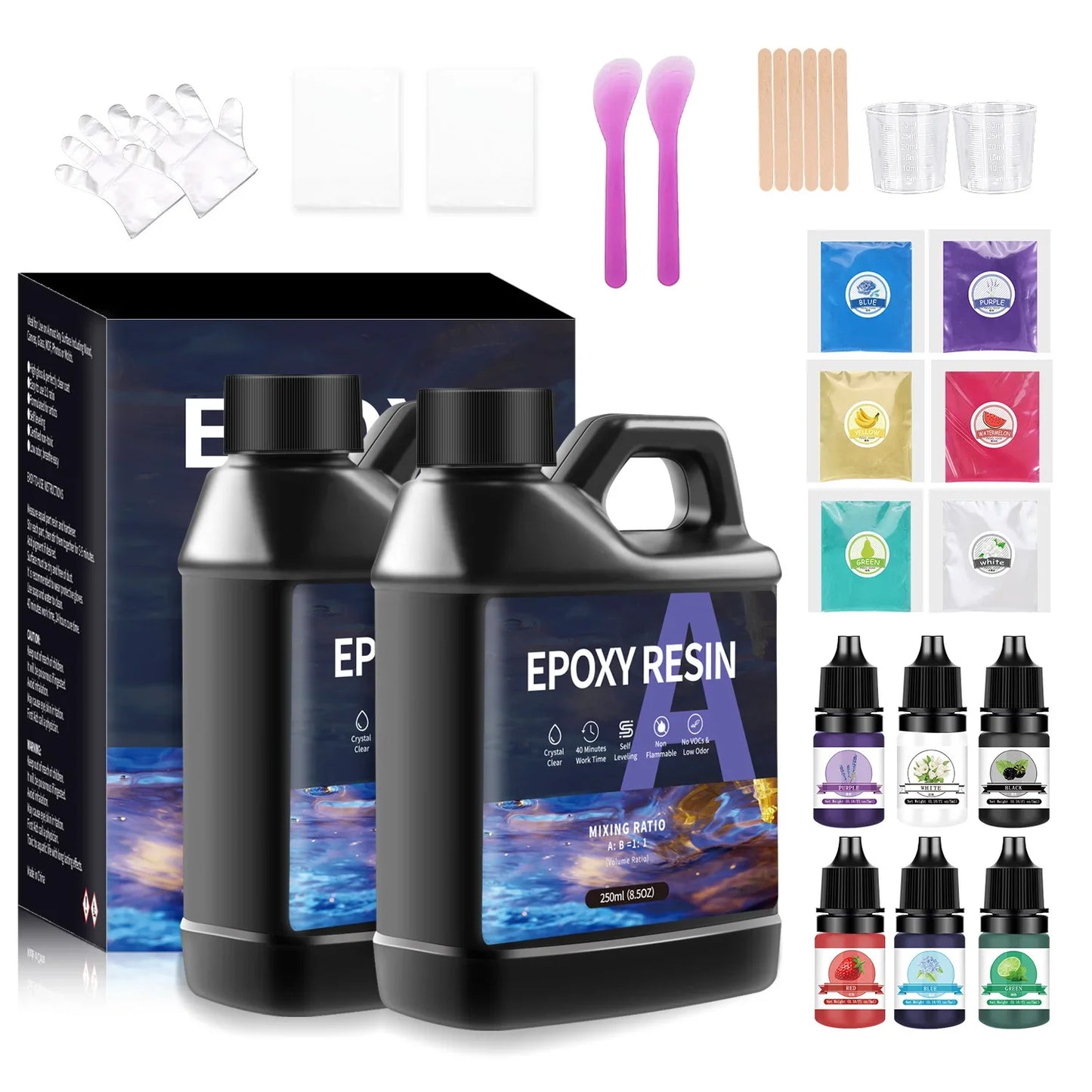 500/1000ml AB Epoxy Resin Glue Set – 1:1 High Adhesive Crystal Clear Resin for Jewelry Making & DIY Crafts