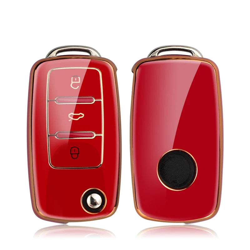 TPU Flip Key Case Cover for Volkswagen VW & Skoda/Seat Models – Protective Car Key Shell