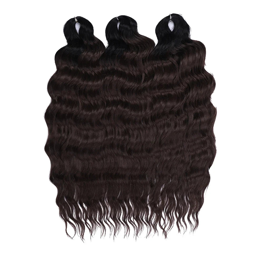 FASHION IDOL 24" Deep Wave Crochet Hair - 3-Piece Synthetic Water Wave Braiding Extensions, Ombre Rainbow Twist Hair