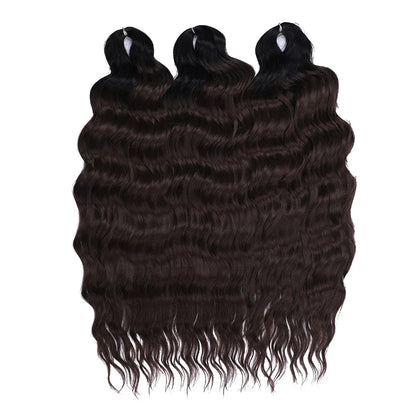 FASHION IDOL 24" Deep Wave Crochet Hair - 3-Piece Synthetic Water Wave Braiding Extensions, Ombre Rainbow Twist Hair