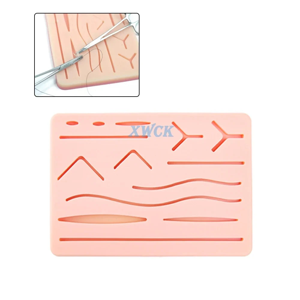 17Pcs/Set Silicone Suture Pad Kit - Medical Surgical Suture Practice Model Trainer Set with Tools