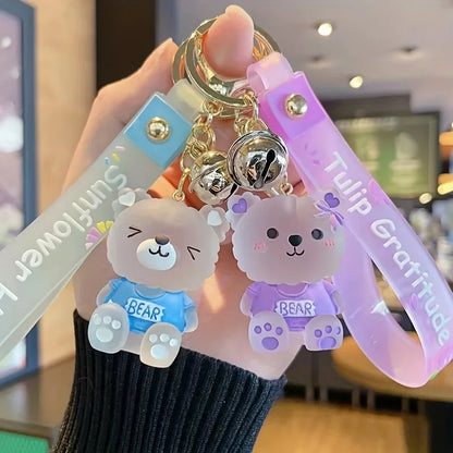 Jelly Bear Keychain - Cute Cartoon Resin Doll Charm for Backpacks and Car Keys