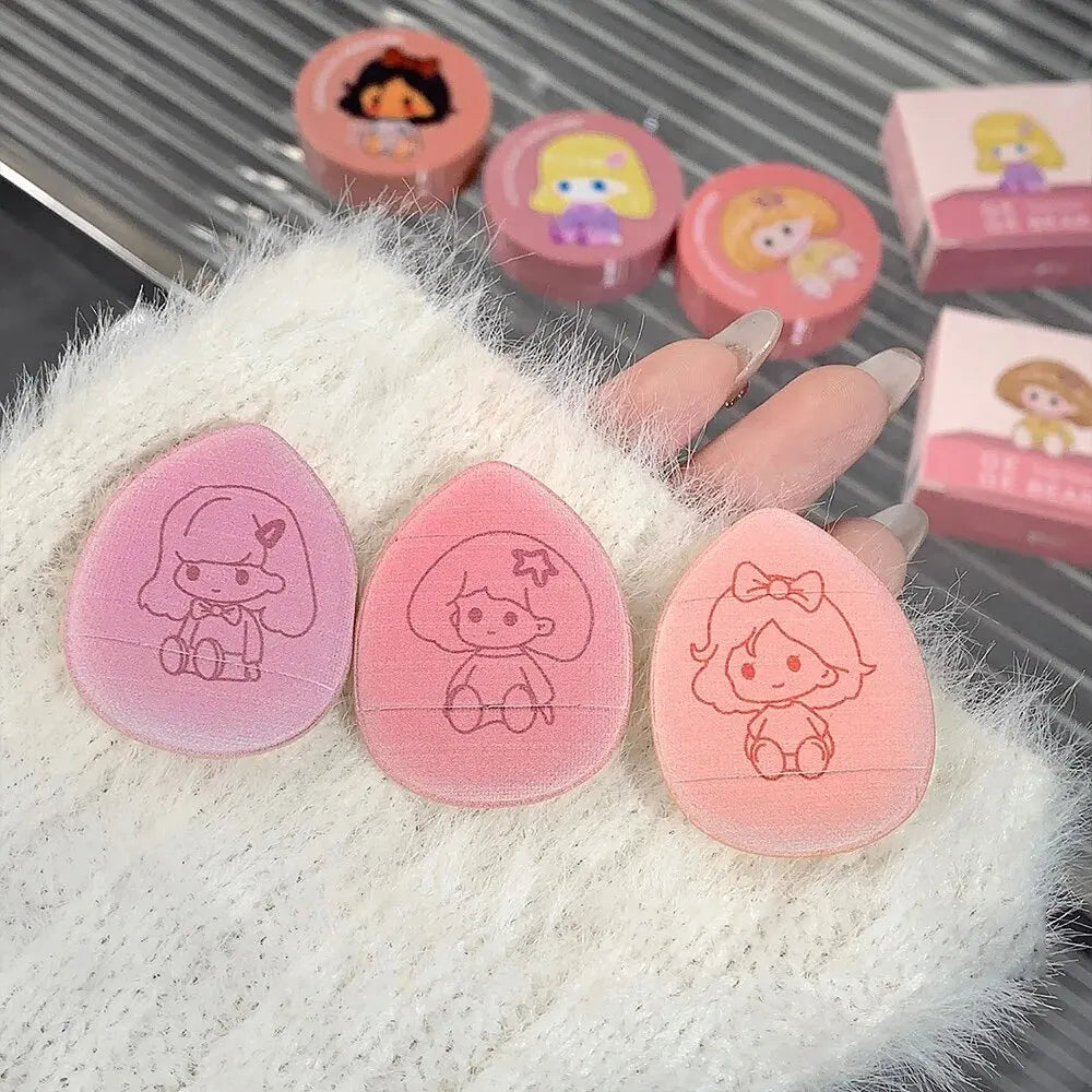Gege Bear Cushion Blush with Powder Puff – Long-Lasting Blendable Cream Blusher Makeup