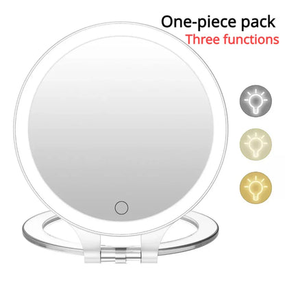 LED Daylight Vanity Makeup Mirror with Light - White, 3 Modes, Detachable Storage Base, USB Cable Included, Ideal Gift