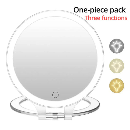LED Daylight Vanity Makeup Mirror with Light - White, 3 Modes, Detachable Storage Base, USB Cable Included, Ideal Gift