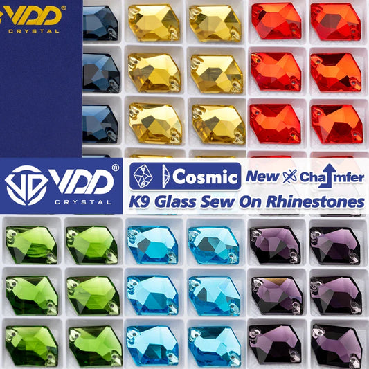 VDD Cosmic Multi-Color K9 Glass Rhinestones — Top Quality Flat Back Sew-On Crystals for DIY Clothes Decoration