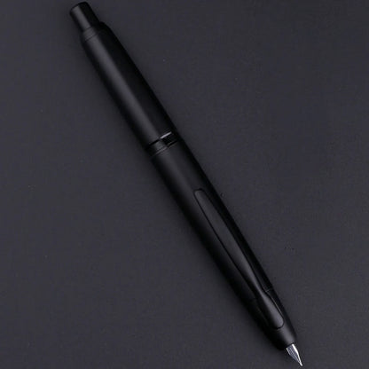 MAJOHN A1 Retractable Fountain Pen – EF 0.4mm Nib, Matte Black Metal Ink Pen with Converter, Ideal for Students and Gifts