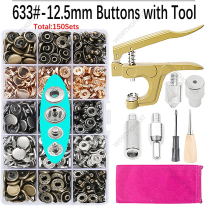 Metal Snap Fasteners Button Kit with Installation Pliers – Sewing Accessories for Jackets, Clothing & Leather Craft
