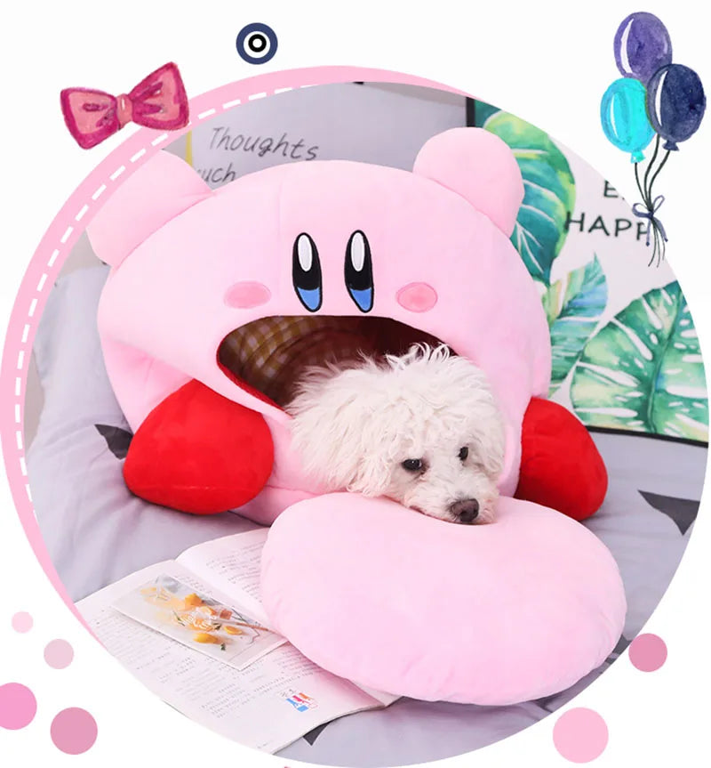 Anime Games Kirby Plush Doll – Soft Nap Pillow, Kawaii Pet Cat Nest & Stuffed Toy Bed, Cute Gift for Kids