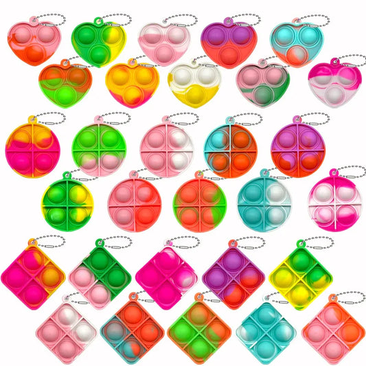 20Pcs Mini Pop Keychain Sensory Fidget Toys - Classroom Prizes, Kids Birthday Party Favors, Goodie Bag Stuffers