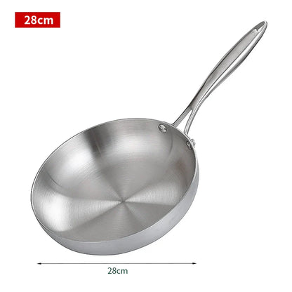 304 Stainless Steel Non-Stick Frying Pan - Uncoated Steak Cookware for Gas Stove and Induction Cooker