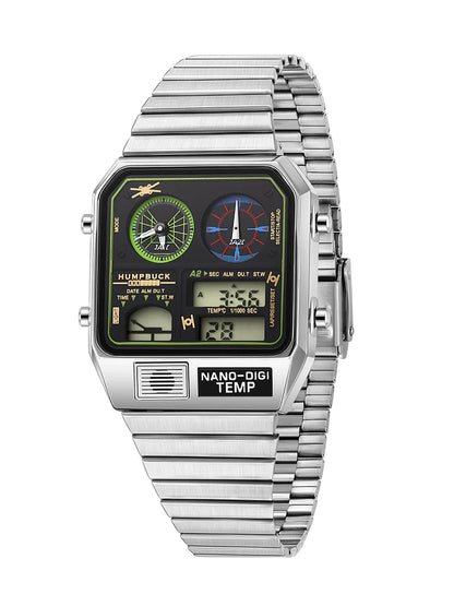 HUMPBUCK Men’s Digital Watch – Multifunctional Classic Wristwatch with Temperature, Stopwatch, Dual Time & Calendar