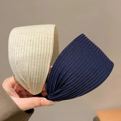 New Soft Wide Knitting Cotton Hairbands for Women & Girls – Korean Solid Turban with Teeth, Head Band Headwear Accessories