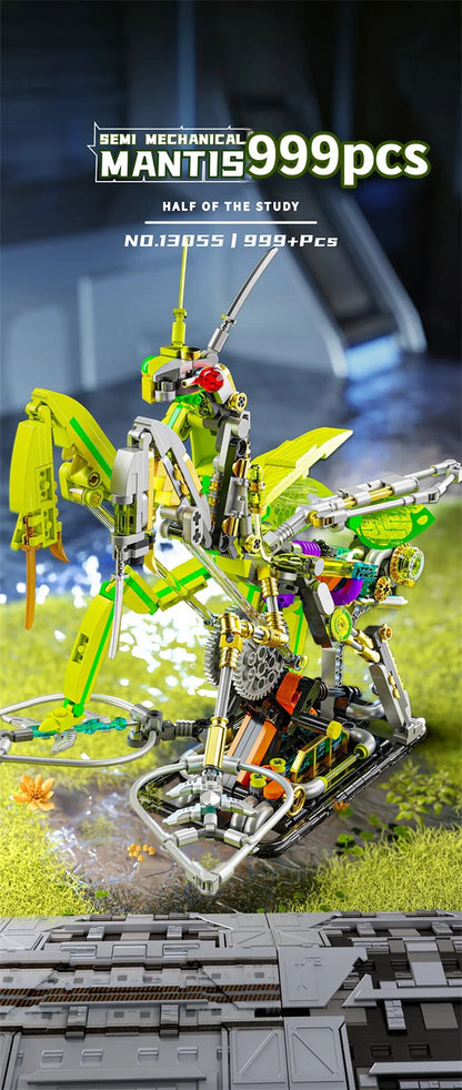 Mechanical Shark & Sea Life Building Blocks Set – Crocodile, Parrot, Mantis, Frog, Manta Ray Toy for Kids