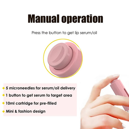 Derma Roller Titanium Needle — Lip & Beard Growth Roller with Serum Applicator