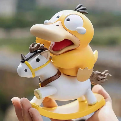 Pokemon Psyduck Rocking Horse Figure – GK Anime Desktop Decoration, Collectible Doll Statue, Holiday Gift