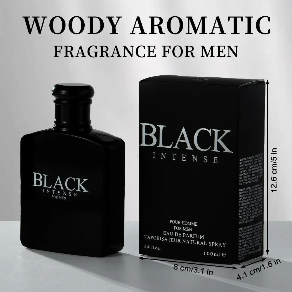 BLACK CHARM Eau de Parfum for Men – 3.4oz/100ml Woody Aromatic Fragrance, Fruit & Floral Notes