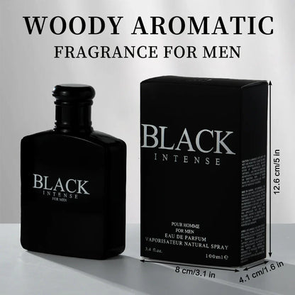 BLACK CHARM Eau de Parfum for Men – 3.4oz/100ml Woody Aromatic Fragrance, Fruit & Floral Notes